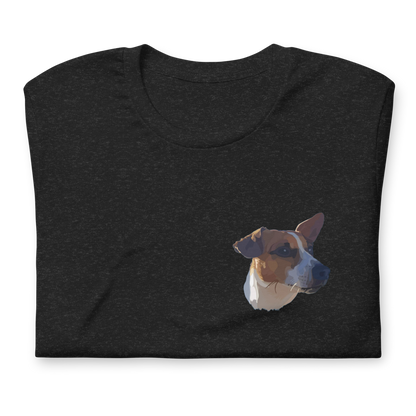 camiseta negra mascota doblada con perro o gato